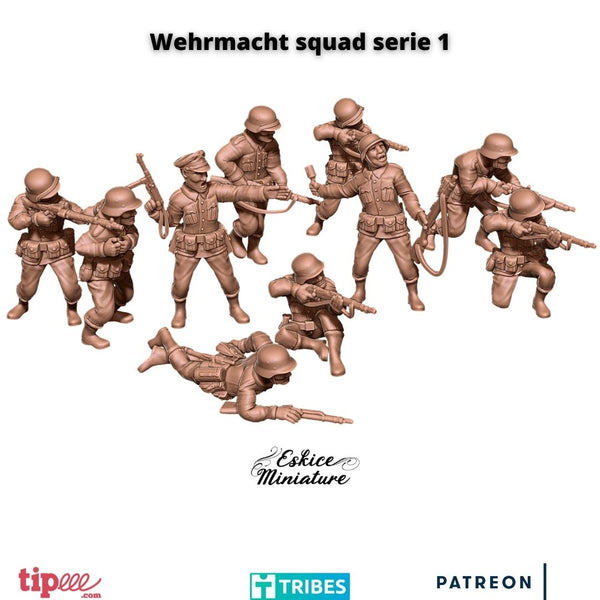 Wehrmacht german Squad 1 (x10) - 28mm - Only-Games