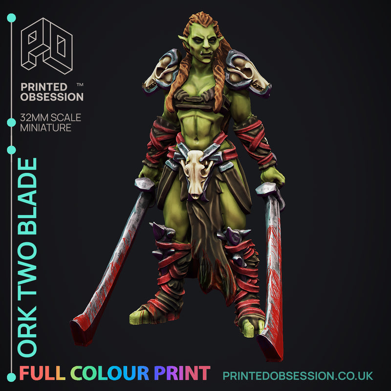 Two Blade - Orc - Pre-Coloured - 32mm Scale - Only-Games