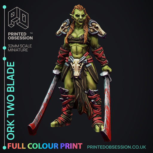 Two Blade - Orc - Pre-Coloured - 32mm Scale - Only-Games