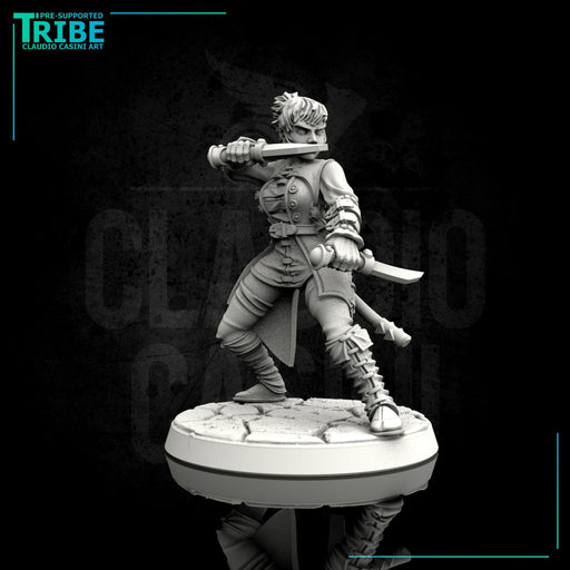 (0061) Female human elf tiefling thief assassin with knives - Only-Games