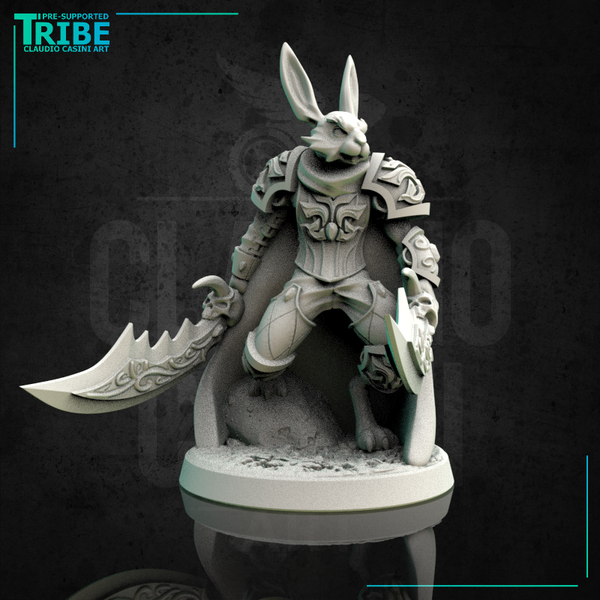 (0164) Male rabbitfolk warrior with two swords - Only-Games