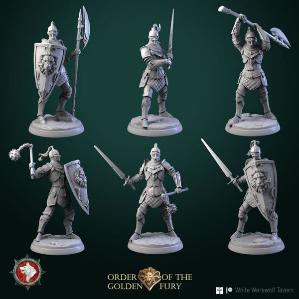 Knights 6 miniatures set 32mm pre-supported - Only-Games