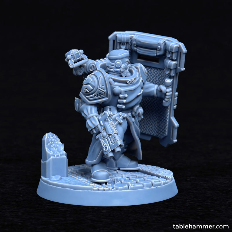 Forgeheart Medicus – 40mm base (space dwarf combat medic with shield) - Only-Games