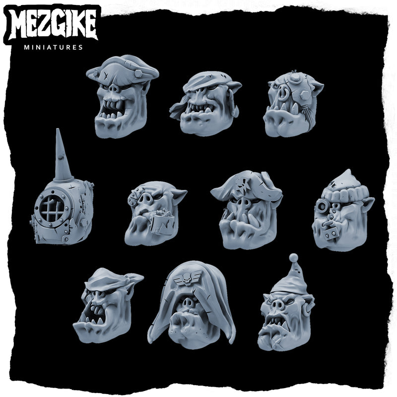Orc freebooter pirate heads (physical miniatures conversion set) - Only-Games