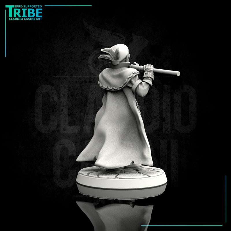 (0073) Male human elf bard with flute - Only-Games