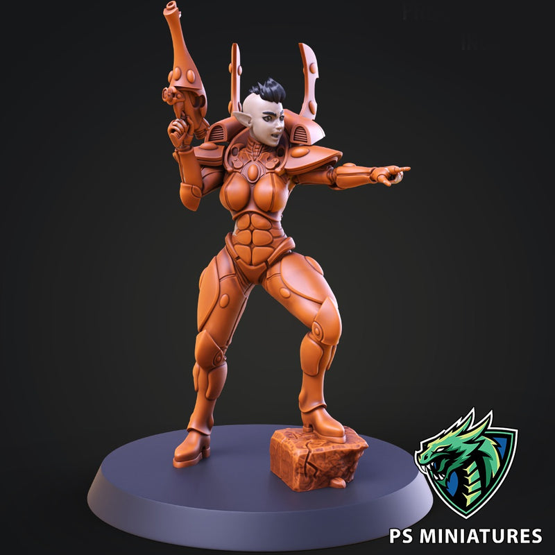 Space Elf Female Soldier Pose 2 - Only-Games