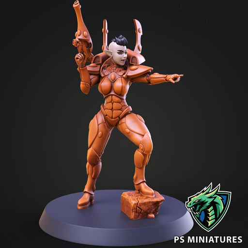Space Elf Female Soldier Pose 2 - Only-Games