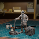 Farmer With Fork And Box Of Hay - TytanTroll Miniatures - DnD - Fantasy - Only-Games