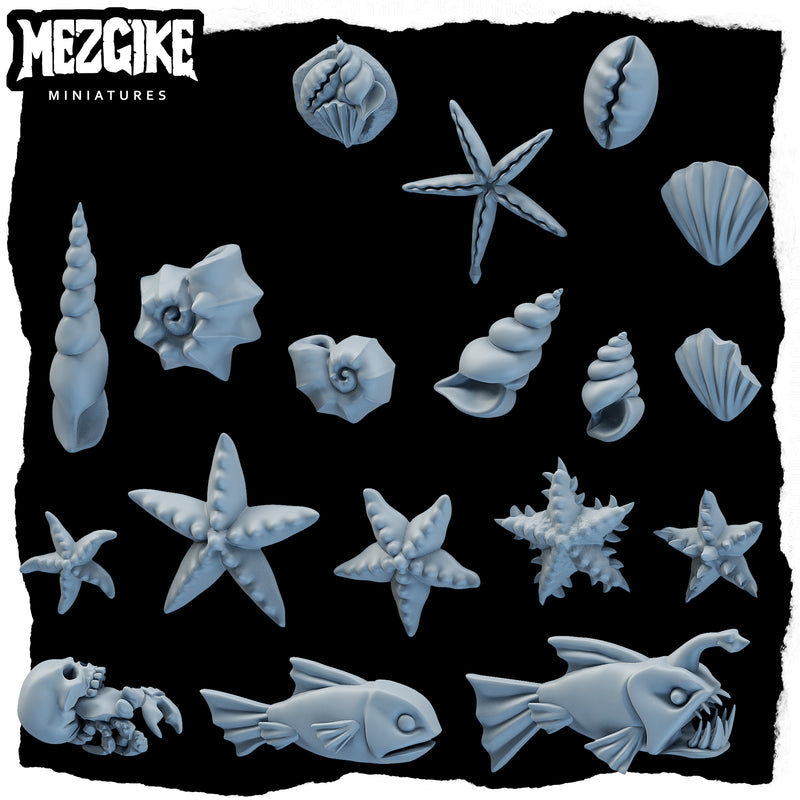 Ocean corals and critters basing accessories (50 physical parts) - Only-Games