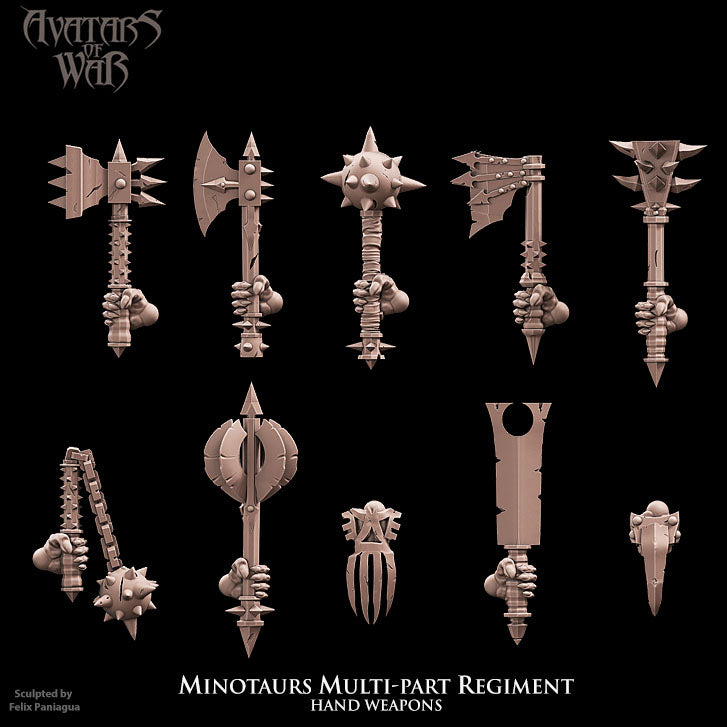 Minotaurs with two weapons multi-part regiment (5 miniatures) - Only-Games