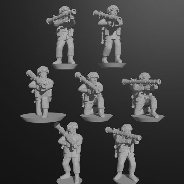 10 & 15mm British Infantry in Helmets with 84mm Recoilless Rifles (7 poses) - Only-Games