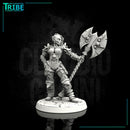 (0022) Female human elf tiefling half orc barbarian with two-handed axe - Only-Games