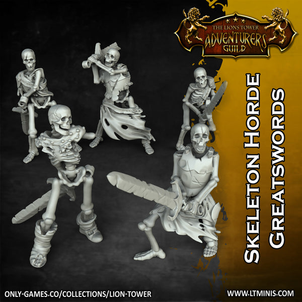 Skeleton Horde with Greatswords (5 x 32mm models) - Only-Games