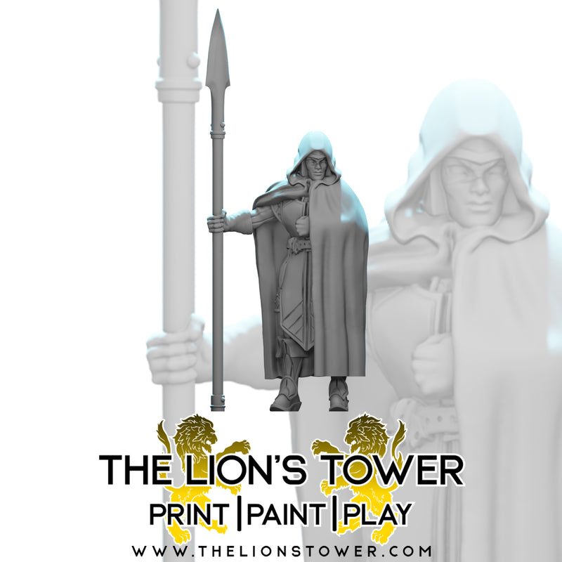 Cloaked Noble Guards - Set of 10 with spears (32mm scale) - Only-Games