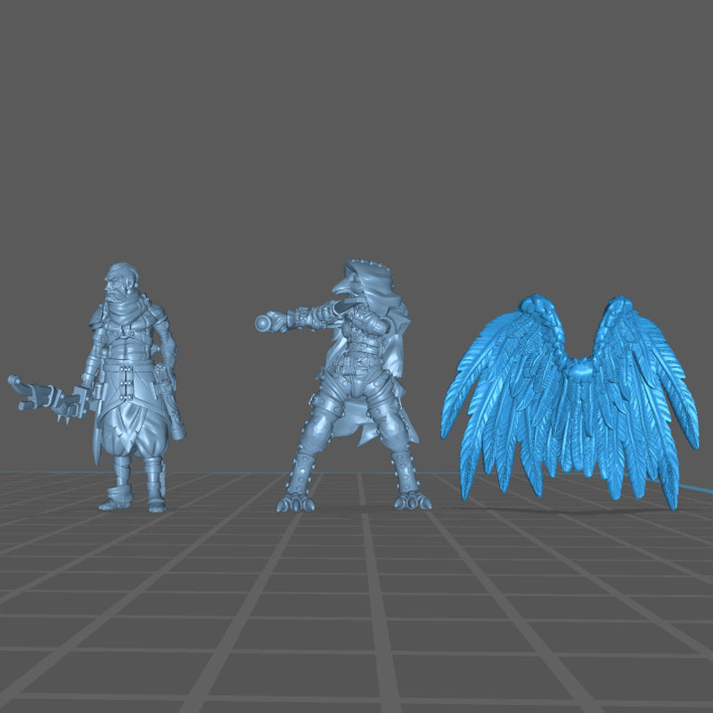 (0106) Male featherfolk birdman thief with knives - Only-Games