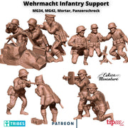 10 german soldiers of Wehrmacht with MG34, MG42, Panzerschreck and mortar - 28mm - Only-Games