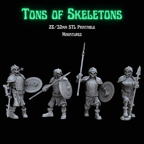Tons of Skeletons: Heavy Equipped Skeletons with Spear - Only-Games