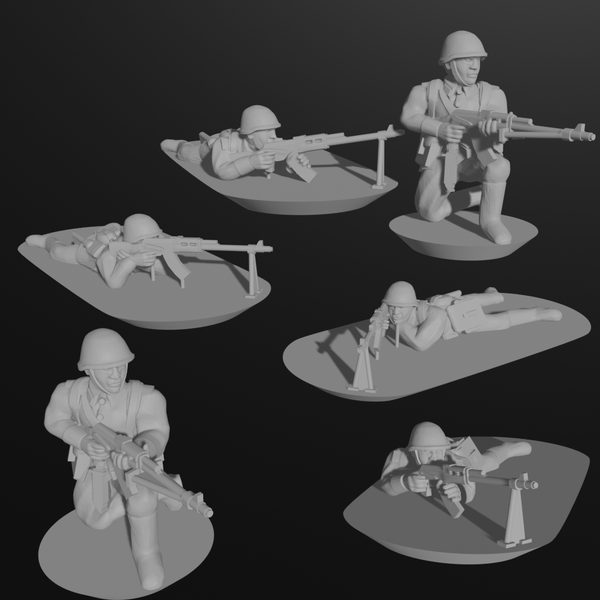 10 & 15mm Soviet Infantry with RPKs (6 models) - Only-Games