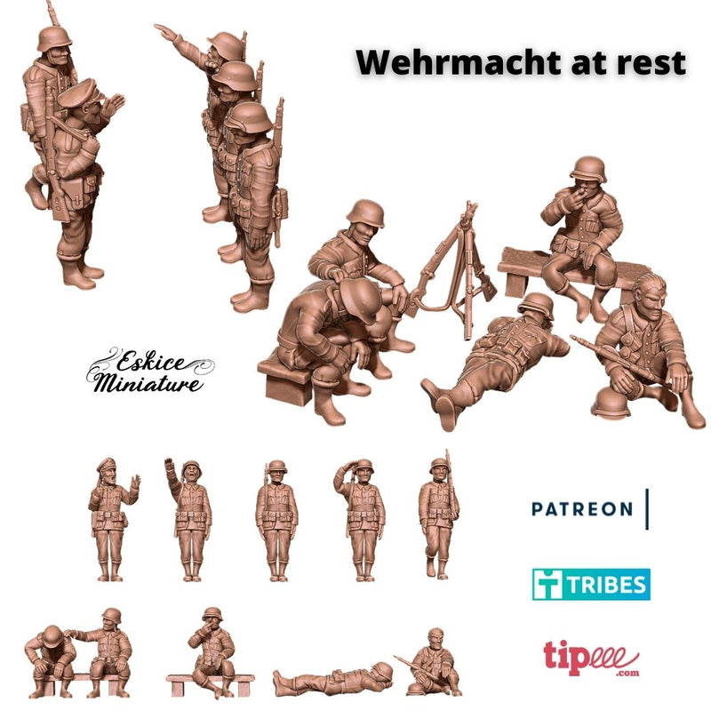 10 german soldiers of Wehrmacht at rest - 28mm - Only-Games