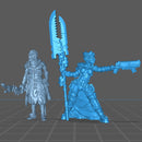 (0103) Female sci-fi post-apocalyptic street warrior with blade and rifle - Only-Games