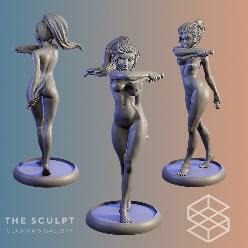 Pack  Fantasy Elves Naked 32mm - Only-Games