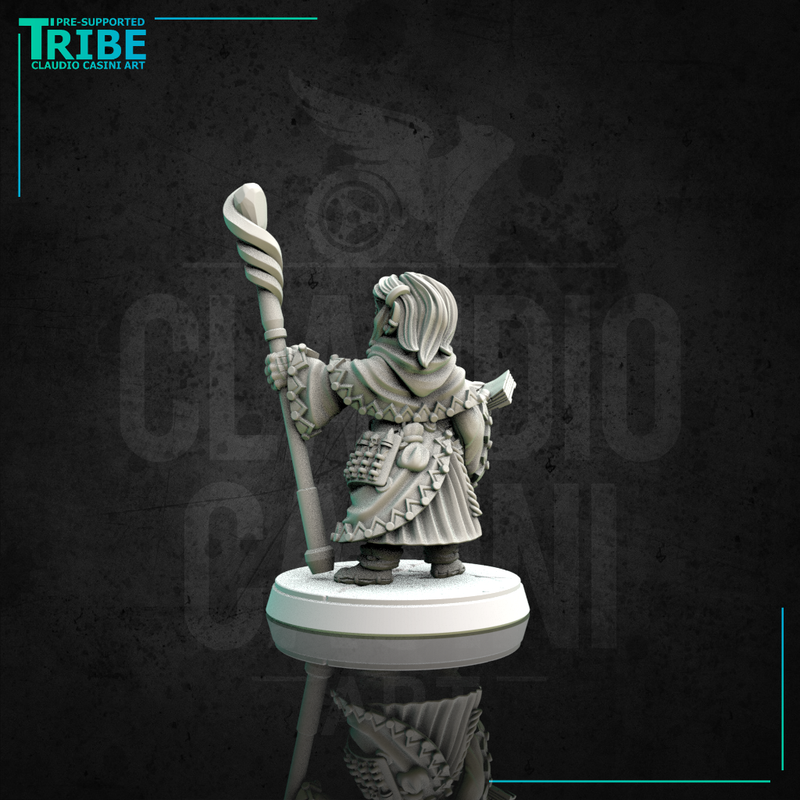 (0122) Female halfling wizard sorceror druid with magic club - Only-Games