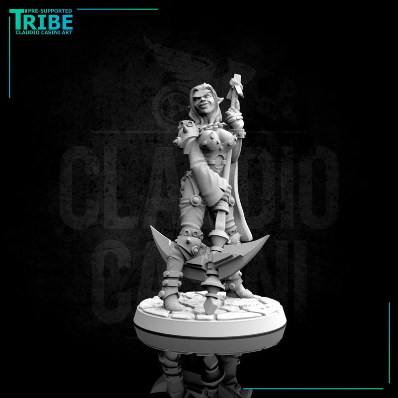 (0057) Female vampire succubus human elf tiefling warrior with scythe - Only-Games