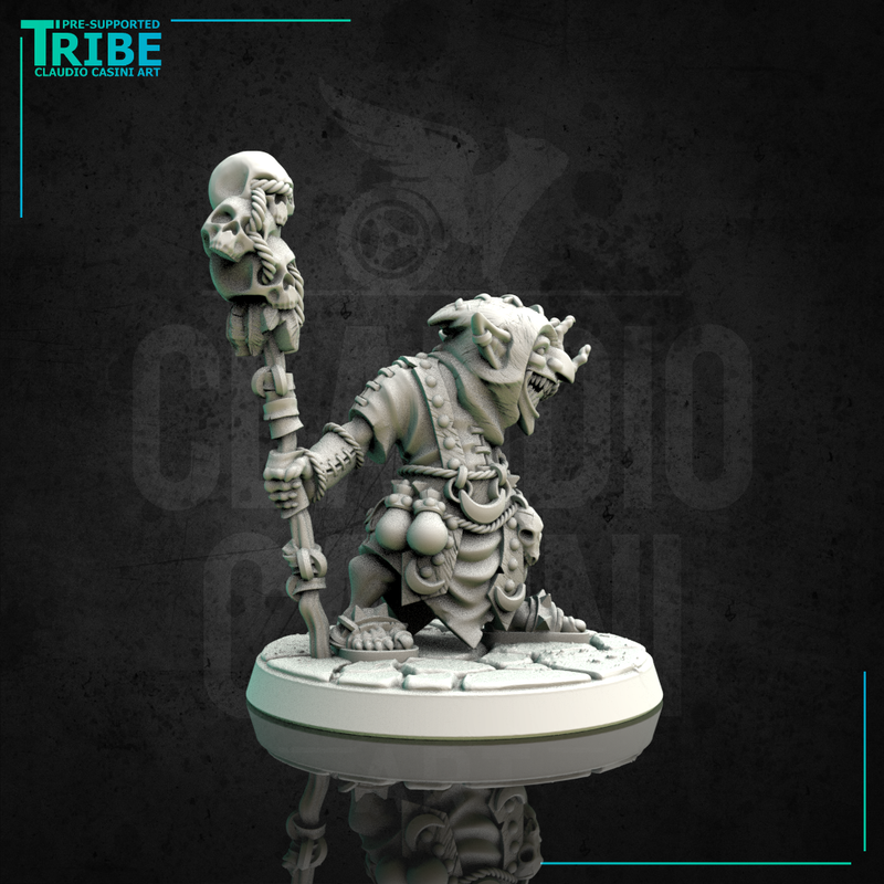 (0123) Male goblin wizard sorceror druid with magic club - Only-Games