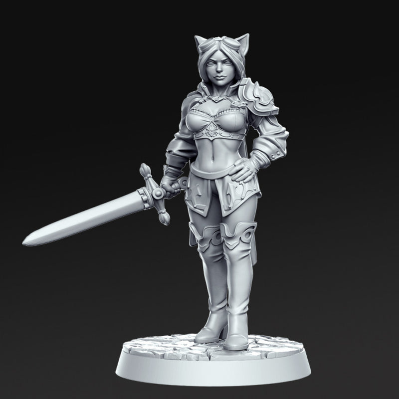 Ambar - Female Cat soldier - 32mm - DnD - - Only-Games