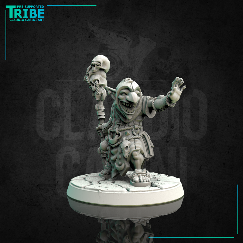 (0165) Male goblin wizard sorceror druid with magic club - Only-Games