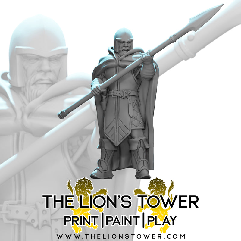 Cloaked Noble Guards - Set of 10 with spears (32mm scale) - Only-Games