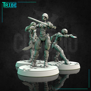 (0118) Female android robot cyborg ninja assassin sci-fi with knives three pose - Only-Games