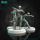 (0118) Female android robot cyborg ninja assassin sci-fi with knives three pose - Only-Games