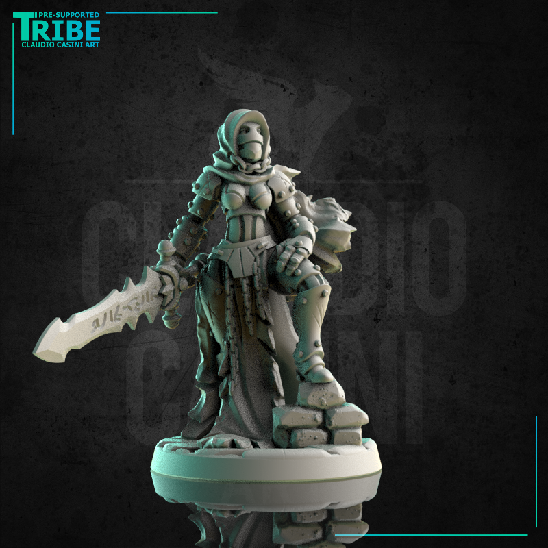 (0178) Famale warforged warrior fighter cleric with a two hands sword - Only-Games