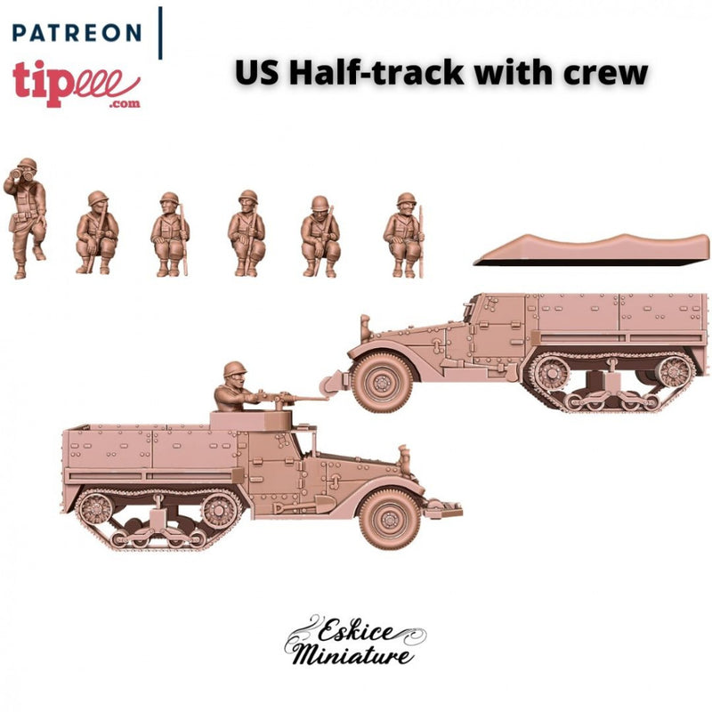 US Half-Track with crew - 28mm for wargame - Only-Games