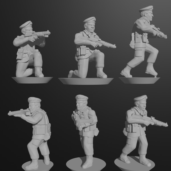 10 & 15mm British Infantry in Berets with Sterling SMGs (12 models) - Only-Games
