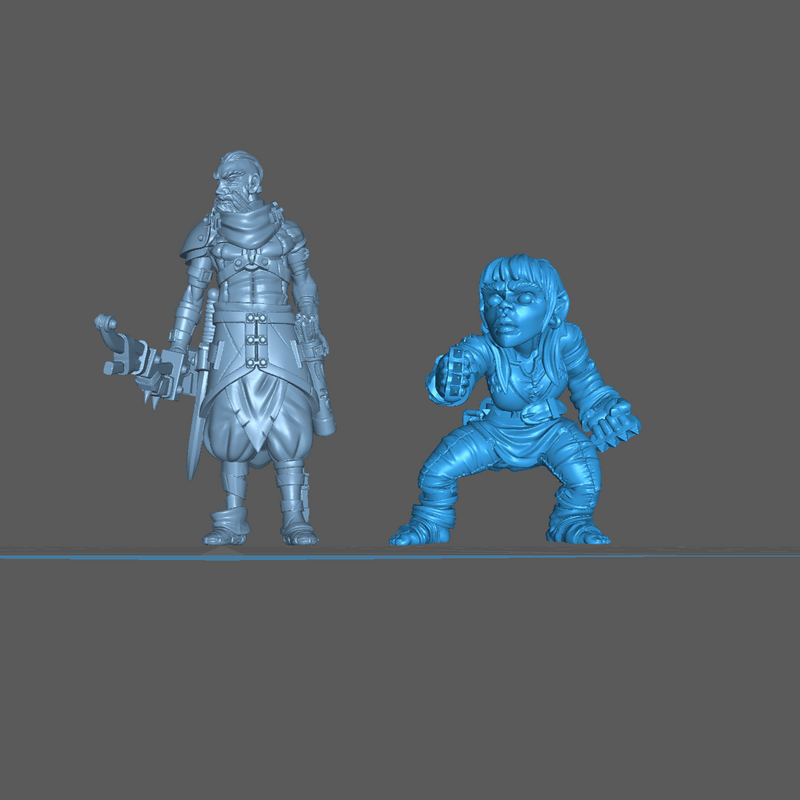 (0170) Female halfling hobbit monk with a brass knuckles 3D File Logo  3D - Only-Games