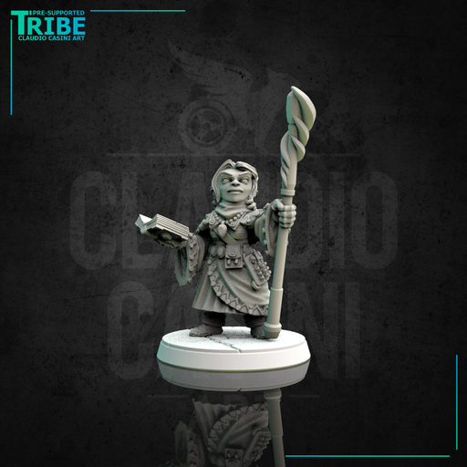 (0122) Female halfling wizard sorceror druid with magic club - Only-Games