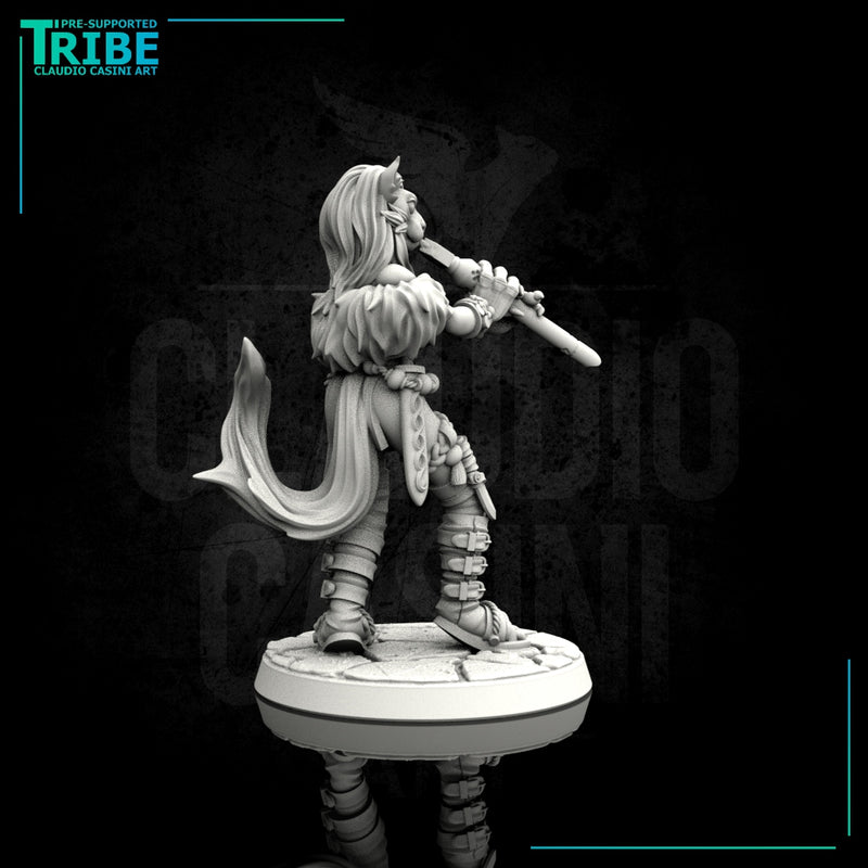 (0079) Female felinid bard with magic flute - Only-Games