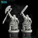 (0034) Male human orc half-orc barbarian warrior with sword and big axe - Only-Games