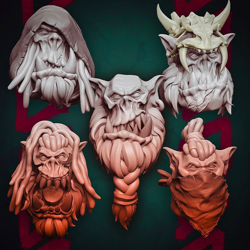 Orc Monster Hunter Heads - Set A (Boss Size) - Only-Games