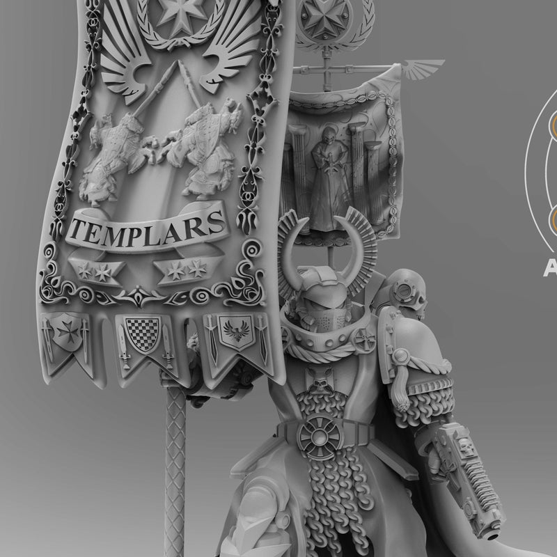 20 Templar War Banners + Standard-Bearer - Only-Games
