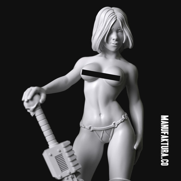 Dom Series 01f - Topless Commissar Girl with Chainsaw Sword - Only-Games