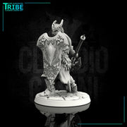 (0070) Male elf human tiefling paladin with big axe / halberd - Only-Games