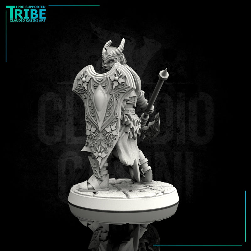 (0070) Male elf human tiefling paladin with big axe / halberd - Only-Games