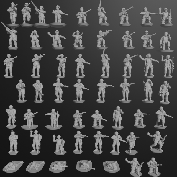 10 & 15mm US Infantry with M16s (56 models) - Only-Games