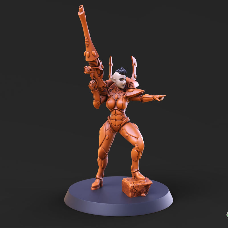 Space Elf Female Soldier Pose 2 - Only-Games