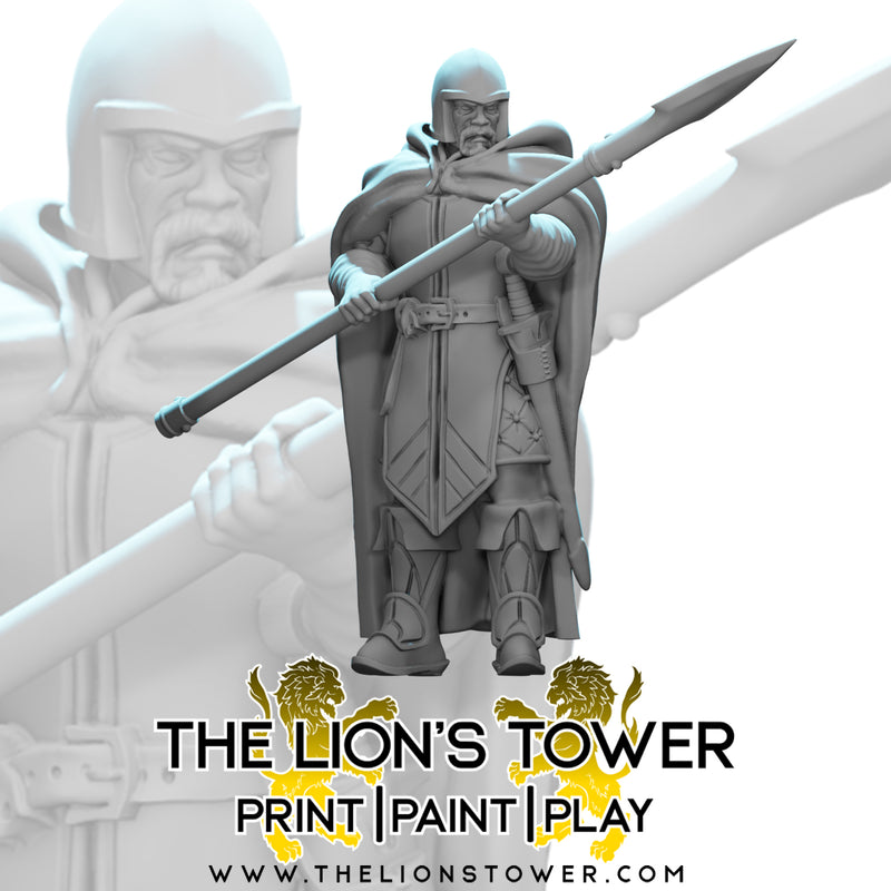 Cloaked Noble Guards - Set of 10 with spears (32mm scale) - Only-Games