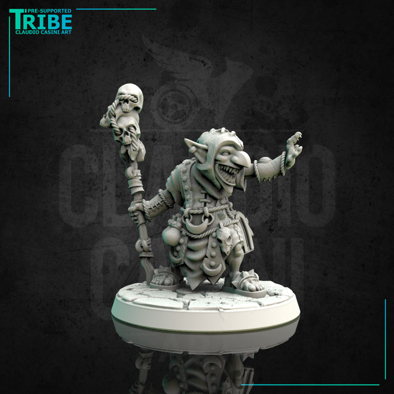 (0123) Male goblin wizard sorceror druid with magic club - Only-Games