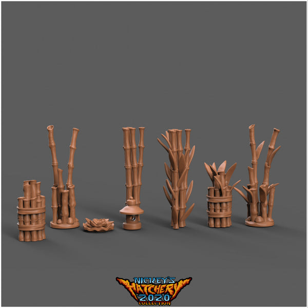 Bamboo, Lamp and Lotus, Scatter Terrain, Variety Set | Great for Basing | DnD Terrain | Tabletop Terrain | Board Game Terrain - Only-Games